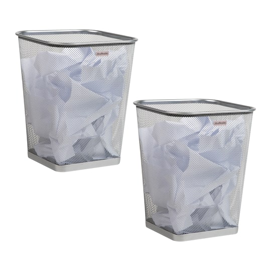 Mind Reader 2 Piece Square Metal Mesh Waste Basket Set